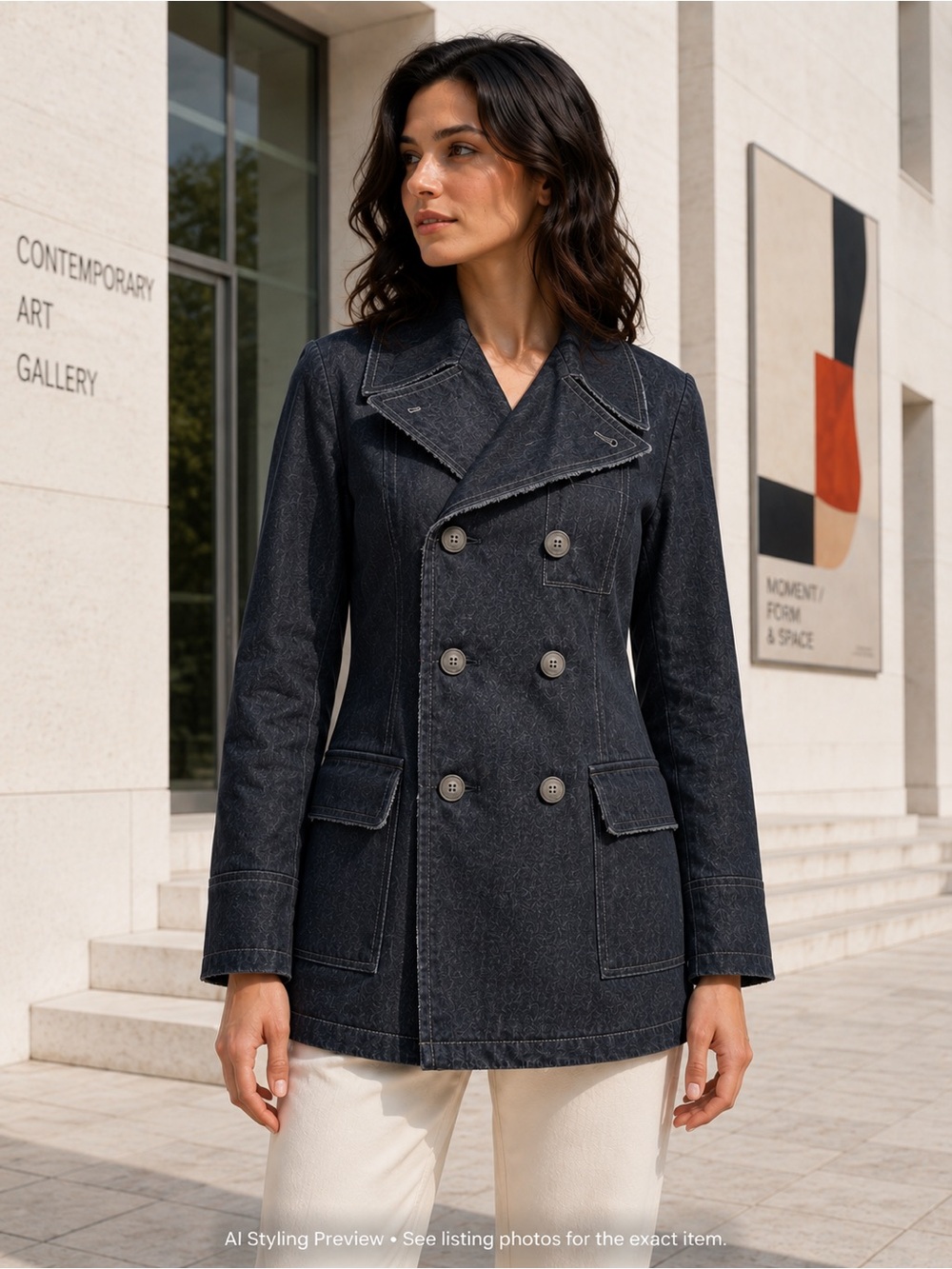 G-Star RAW Women’s S Indigo Wool Blend Longline Double Breasted Peacoat